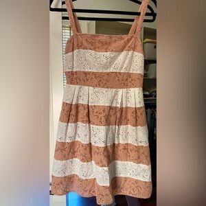 Ann Taylor Loft Eyelet Dress. Size 2.  Tan/white stripe
